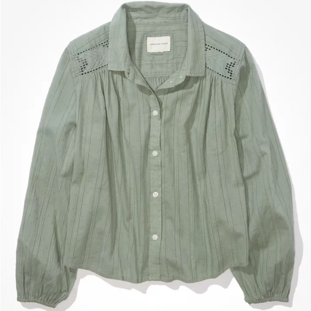 American Eagle Outfitters Sage Button-Up Blouse - Picture 3 of 9